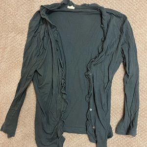 J Crew Ruffle Cardigan Charcoal Size S